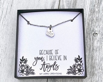 Memorial Angel Wing Heart Necklace | Pregnancy Infant Loss | Miscarriage Support | Dainty Memorial Gift - M9