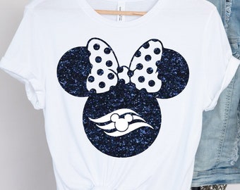 Disney Minnie Cruise Glitter Iron On Disney Cruise Camiseta Transfer Fácil DIY Plancha sobre Glitter Vinilo Camiseta Transferencia Sparkly Transfer