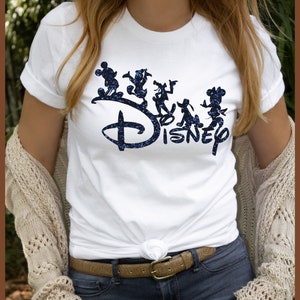 Disney Characters Glitter Iron on T-Shirt Transfer Easy DIY Iron On Glitter Vinyl T-Shirt Glitter Mickey Transfer