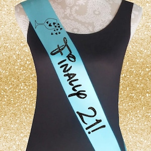 Custom Disney Inspired Finally 21 Sash Choose Colors, Girls Night Out Birthday Sash, Disney Sash Birthday 21st Birthday Entourage