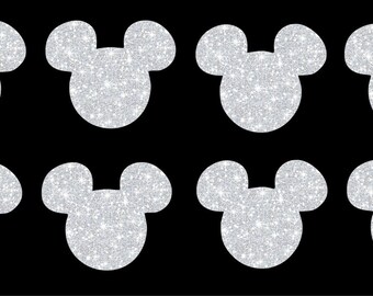 Disney Mickey Mouse ears iron on glitter vinyl TRANSFER decal patch applique