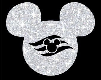 Disney Cruise Glitter Iron On Disney Mickey Cruise T-Shirt Transfer Easy DIY Iron On Glitter Vinyl T-Shirt Transfer Sparkly Transfer
