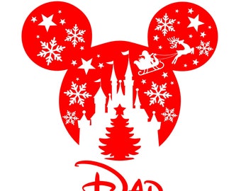 Personalized Disney Christmas Mickey Personalized Glitter or Non-Glitter Vinyl Transfer Easy DIY Iron On Disney Christmas Transfer Iron On