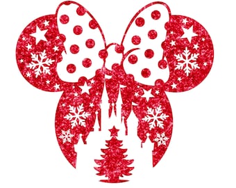 Disney Christmas Minnie Glitter or Non-Glitter Vinyl Transfer Easy DIY Iron On Disney Christmas Transfer Iron On