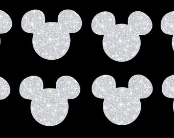 Eight Pack of Small Mickey Heads Vinyl Iron On Disney Inspired Glitter Or Plain Vinyl Transfer Easy DIY Fish Extenders, Cheer Bow Transfers