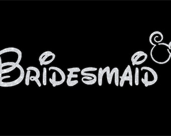 Fer à repasser pailleté demoiselle d'honneur Disney sur T-shirt, facile à repasser, fer à repasser sur le réservoir ou fourre-tout en vinyle pailleté Disney, décalcomanie scintillante Disney