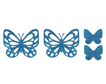 Four Pack of Small Butterflies Glitter Vinyl Iron On T-Shirt Butterfly Transfer Glitter Or Plain Vinyl Transfer Easy DIY Mask Transfers