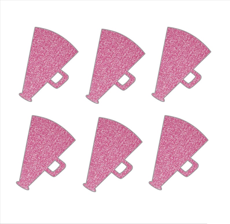 Six Pack of Small Cheer Megaphone Mask Iron On's Back to Etsy
