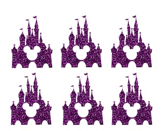 Six Pack of Small Castle Mask Iron On's Disney Inspired Glitter Or Plain Vinyl Transfer Easy DIY Mask Transfers