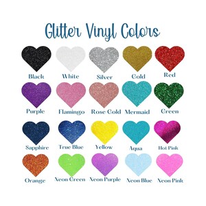 Peut inclure: Un tableau de couleurs de vinyle paillet&eacute; en forme de c&oelig;urs. Les couleurs incluent le noir, le blanc, l'argent, l'or, le rouge, le violet, le rose flamingo, l'or rose, la sir&egrave;ne, le vert, le saphir, le bleu vrai, le jaune, l'aqua, le rose chaud, l'orange, le vert n&eacute;on, le violet n&eacute;on, le bleu n&eacute;on et le rose n&eacute;on.