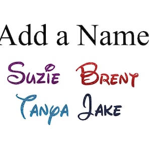 May include: Add a Name image with four names in a glittery font. The names are Susie, Brent, Tanya, and Jake. Susie is purple, Brent is red, Tanya is blue, and Jake is dark blue.