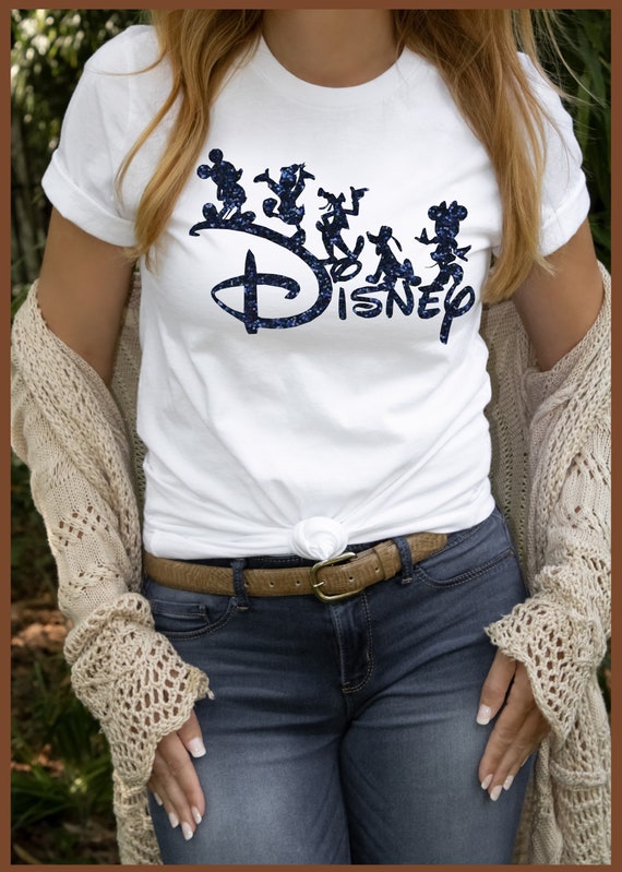 Disney Characters Glitter Iron on T-Shirt Transfer Easy DIY Iron On Glitter Vinyl T-Shirt Glitter Mickey Transfer