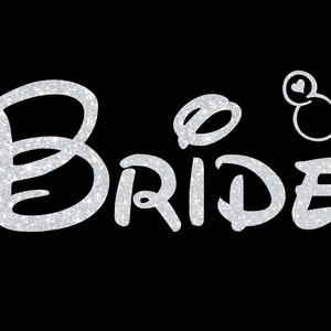 Glitter Disney Bride Iron On T-Shirt Transfer Easy DIY Iron On Disney Glitter Vinyl Tank or Tote Transfer Sparkly Disney Decal