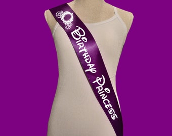 Custom Disney Inspired Birthday Sash Choose Colors, Font, Graphic Wording Girls Night Out Birthday Sash, Disney Sash Birthday Princess