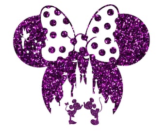 Disney Glitter Minnie and Mickey Glitter or Non-Glitter Vinyl Iron On T-Shirt Transfer Sparkly Disney Inspired Transfer Easy DIY Iron On