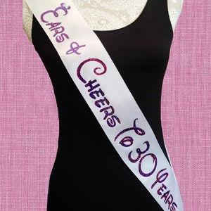 Custom Disney Inspired Birthday Or Anniversary Sash Choose Colors Adult Birthday Sash, Disney Ears And Cheers To (Any Age) Years