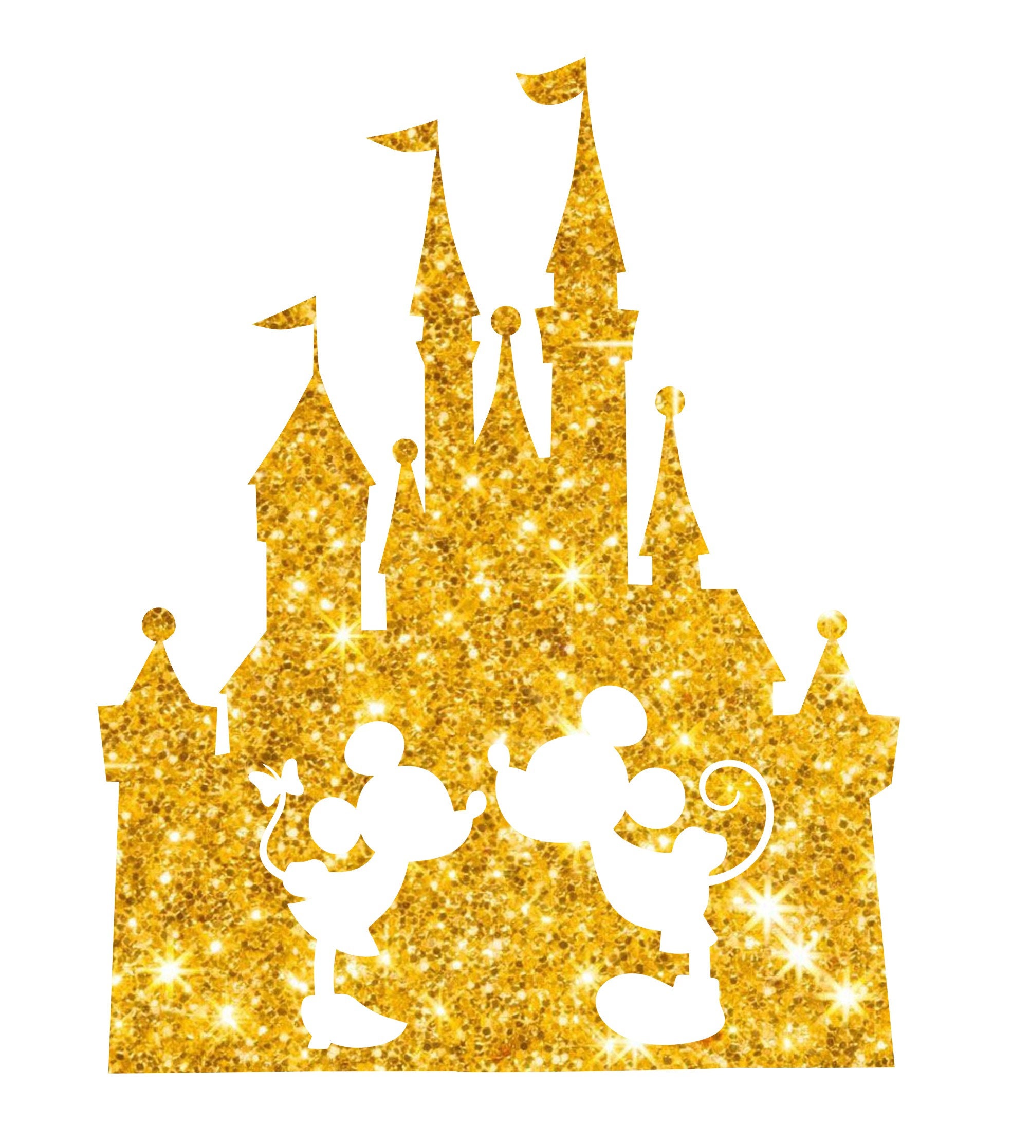 Disney Castle Glitter Mickey and Minnie Vinyl Iron On TShirt Etsy