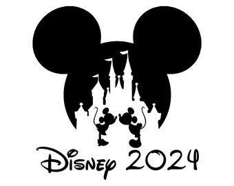 Disney Glitter 2024 Family Vacation Mickey Glitter or Non-Glitter Vinyl Iron On T-Shirt Transfer Sparkly Disney Inspired Transfer Easy DIY