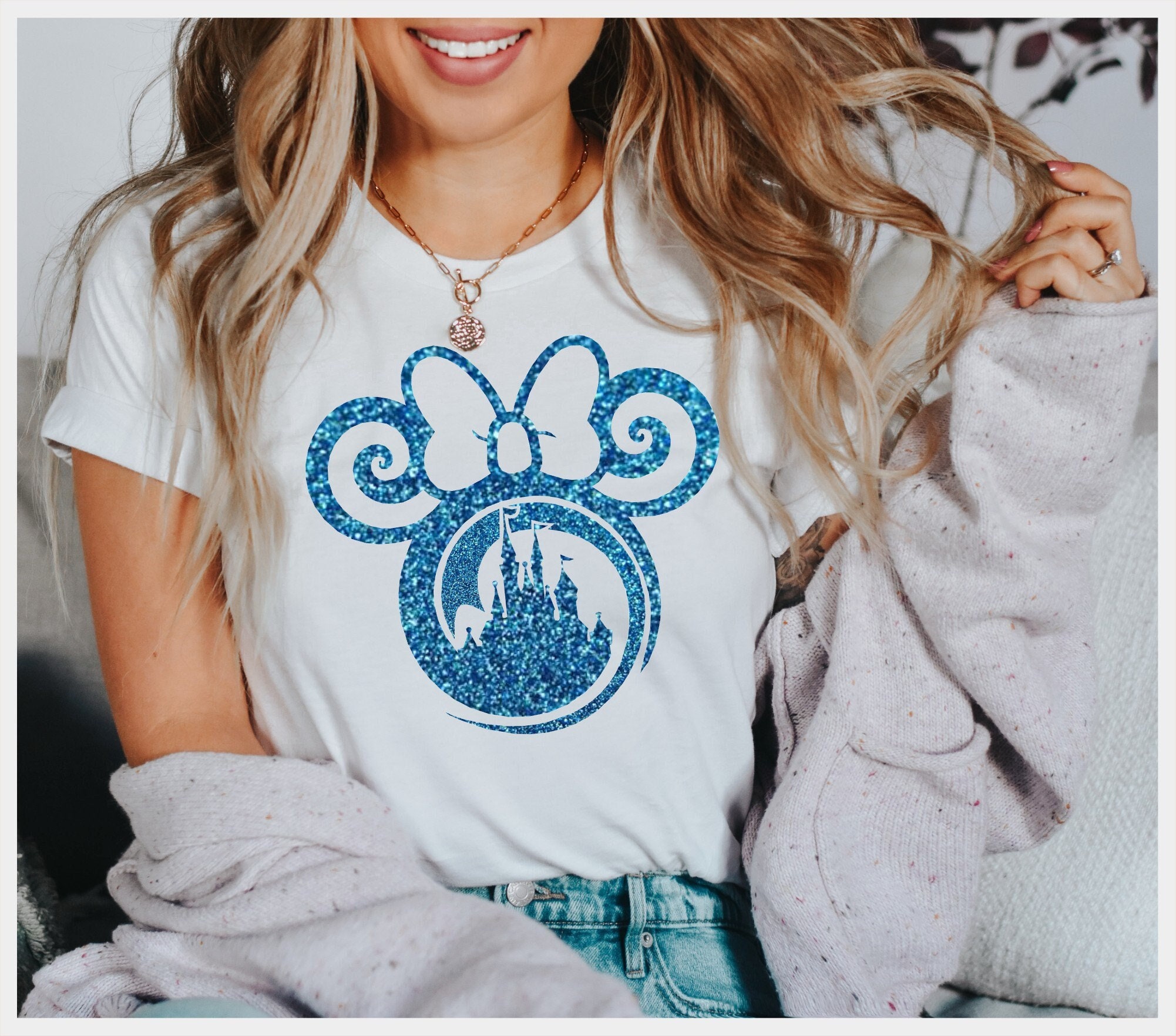 Disney Glitter Minnie Swirl Iron on T-shirt Transfer Easy