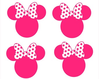 Four Pack of Small Minnie Heads Vinyl Iron On T-Shirt Transfer Disney Inspired Glitter Or Plain Vinyl Transfer Easy DIY Mask Transfers