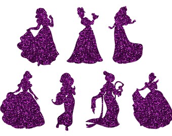 Seven Pack of Small Disney Princesses Mask Iron On Transfer Disney Inspired Glitter Or Plain Vinyl Transfer Easy DIY Mask Transfers