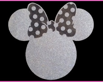 Disney Glitter Minnie Iron on with Bow T-Shirt Transfer Easy DIY Iron On Glitter Vinyl T-Shirt Glitter Transfer Sparkly Glitter Transfer