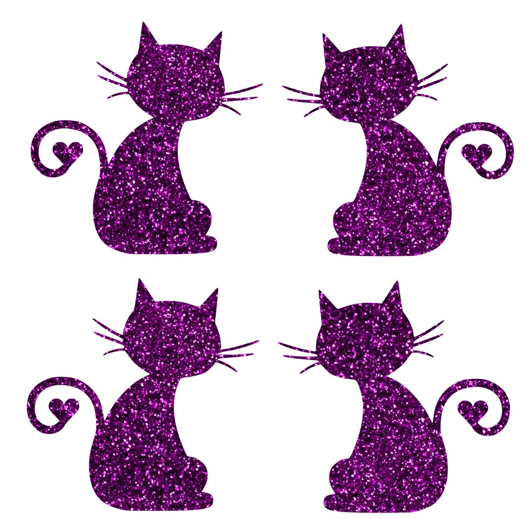 Four Pack of Small Glitter Cats Vinyl Iron on Mask Transfer Etsy