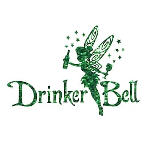 Disney Glitter Iron On Drinkerbell T-Shirt Transfer Easy DIY Iron On Glitter Vinyl T-Shirt Sparkly Glitter Transfer