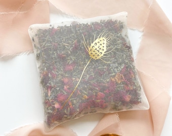 Silk Gold Seed Lavender and Rose Bag, Cadeau de relaxation,