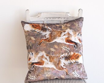 Foxes Velvet Cushion Cover, Fox Pillow