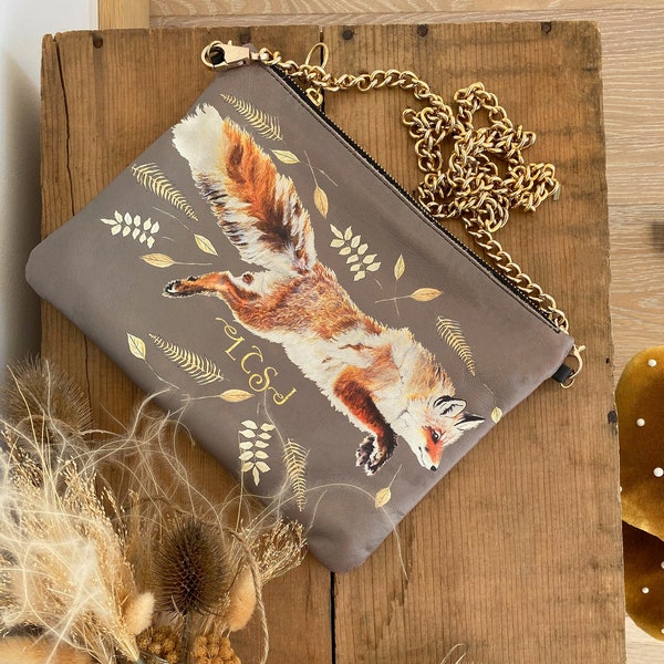 Personalised Fox Print Leather Handbag