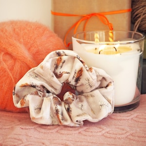 Soft Pink Fox Velvet Scrunchie