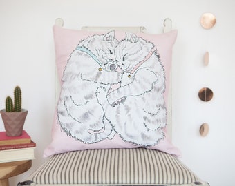 Pink Cute Kittens Cushion Cover