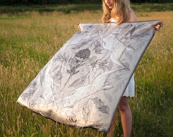 Hare Grey Silk Scarf