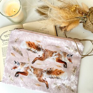 Autumn Fox roze fluwelen cosmetische tas afbeelding 5