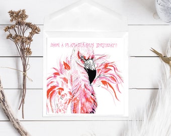 Flamingo Birthday Greeting Card