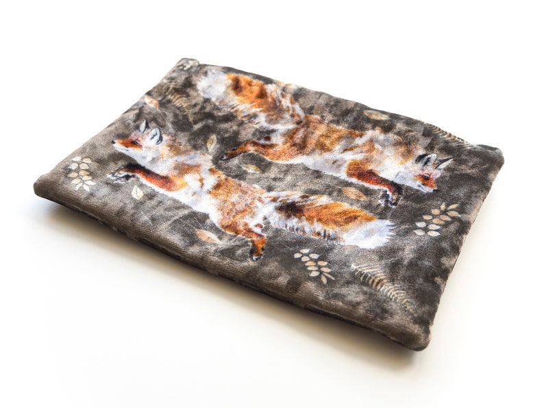 Fox Autumn Leaves Velvet Personalised Makeup Bag image 5