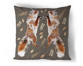 Leaping Autumn Fox Cushion Cover, Fox Pillow