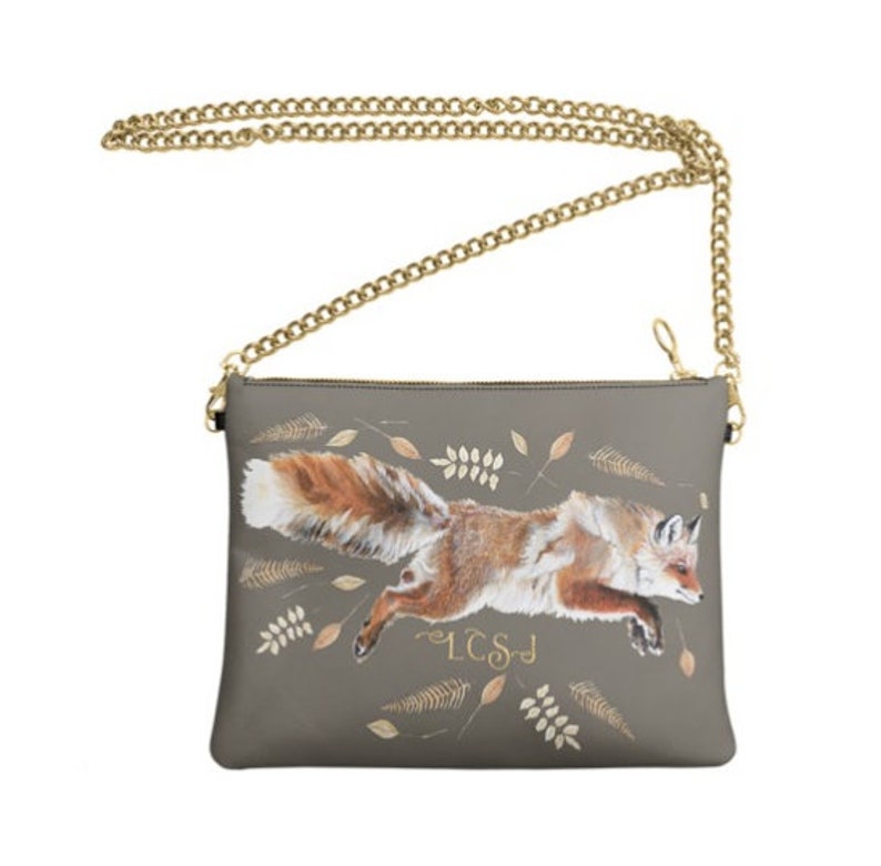 Personalised Fox Print Leather Handbag zdjęcie 2