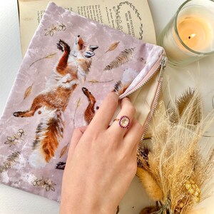 Autumn Fox roze fluwelen cosmetische tas afbeelding 10