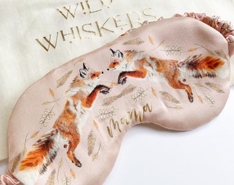 Personalised Silk Eye Mask Foxes