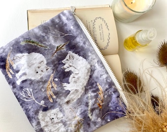 Winter Snow Fox Velvet Makeup Cosmetic Bag Pouch