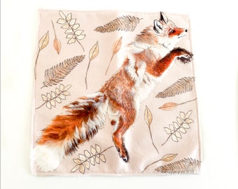 Autumn Woodland Pink Super Soft Fox Face Flannel