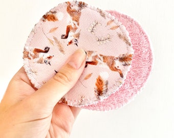 Washable Pink Fox Makeup Remover Pads, Autumn Self Care Gift,