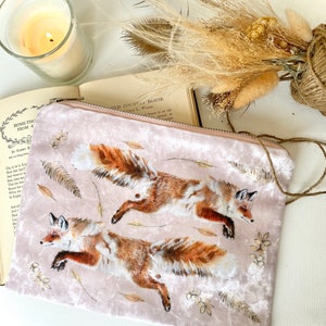 Autumn Fox Pink Velvet Cosmetic Bag image 1