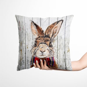 Funda de cojín de terciopelo de liebre, funda de cojín de terciopelo de lujo, almohada de liebre