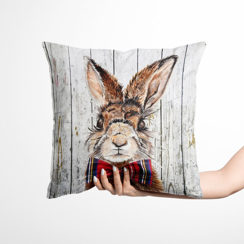 Hare Velvet Cushion Cover, Luxurious Velvet Cushion Cover, Hare Pillow image 1