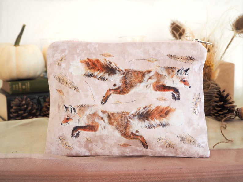 Autumn Fox Pink Velvet Cosmetic Bag image 8