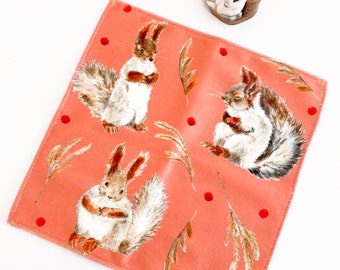 Red Squirrel Face Cloth, Super Soft Flannel