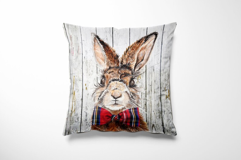 Hare Velvet Cushion Cover, Luxurious Velvet Cushion Cover, Hare Pillow image 3